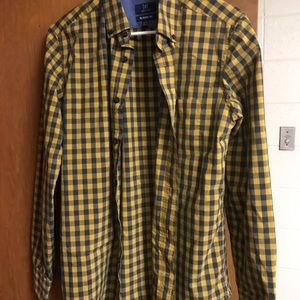 Yellow Checker Button-Up